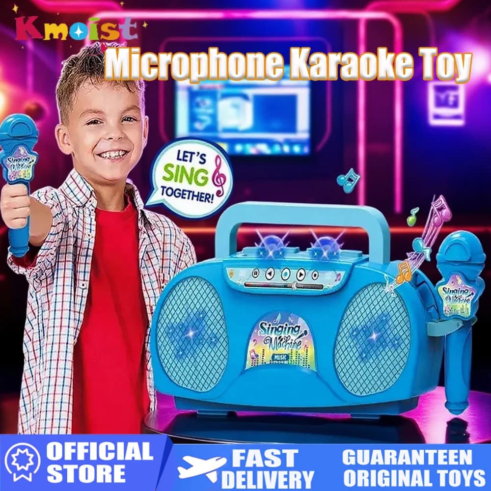 Microphone Karaoke Machine Music Instrument Children Toys with Light Indoor Outdoor Travel Educational Toy Gifts for Kids Girls