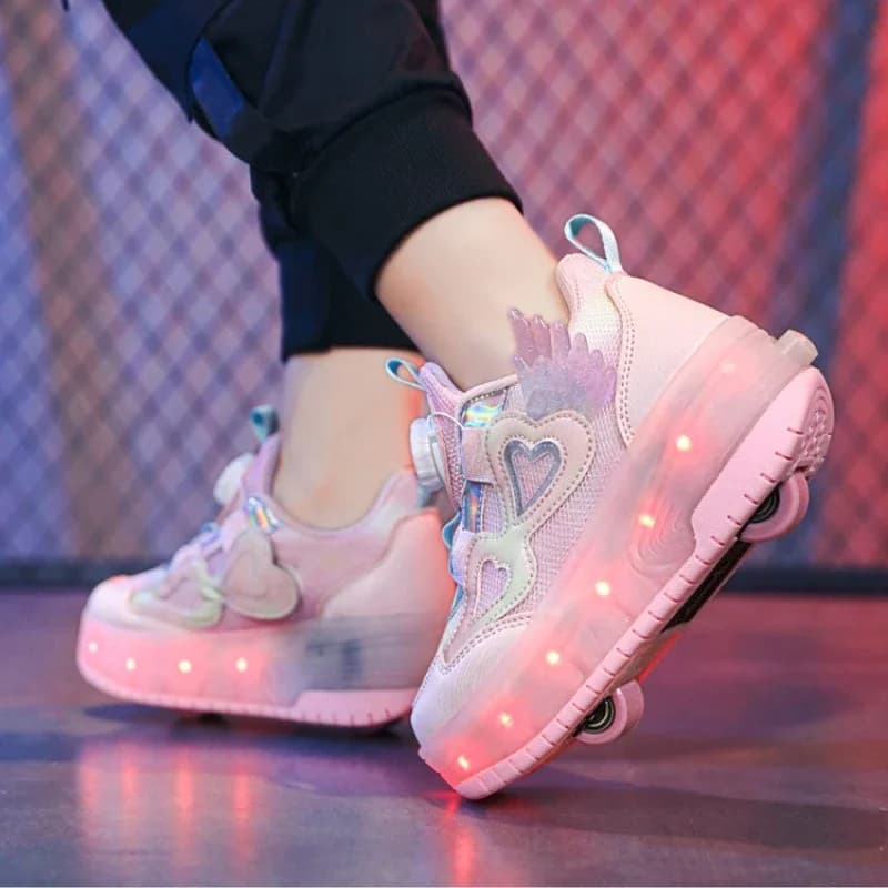 Shoe with Wheel Speed Powerslide Skate Children Roller Skate Shoes Shoes with Rotating Wheels Removable sneakers for boys and girls