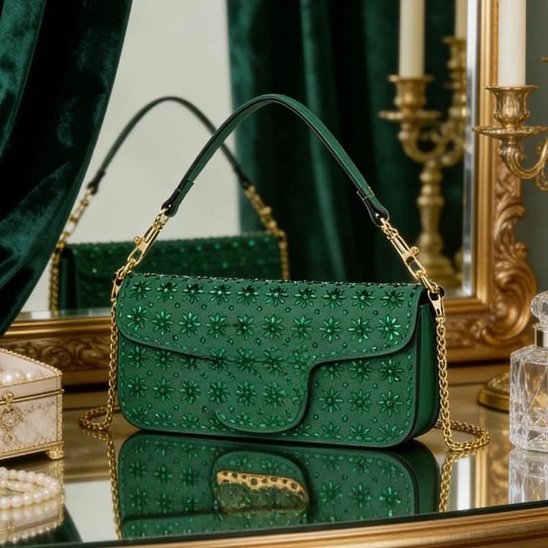 Nuova Borsa a Catena con Fiori in Strass 2026, Squisita Borsa a Tracolla Ricamata