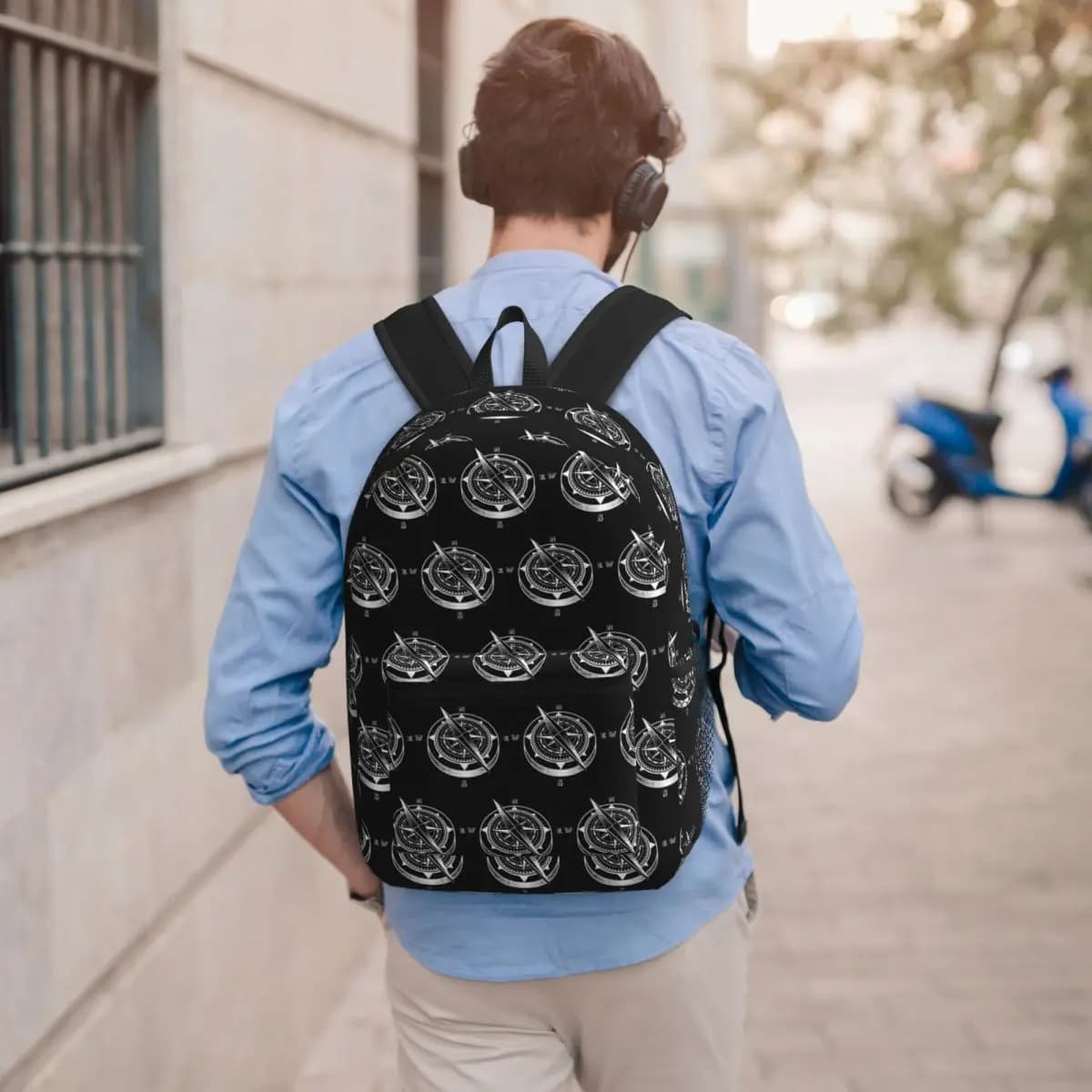 Zaino con bussola nautica, ancora da capitano, barca, borsa per libri per studenti, borsa per la scuola per bambini, borse a tracolla per laptop per uomo e donna