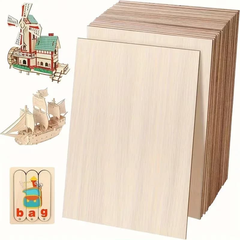 15 pz. Nuovo modello 2026 Fogli di legno di balsa avanzati, leggeri, non finiti, sottili, per progetti fai-da-te e taglio