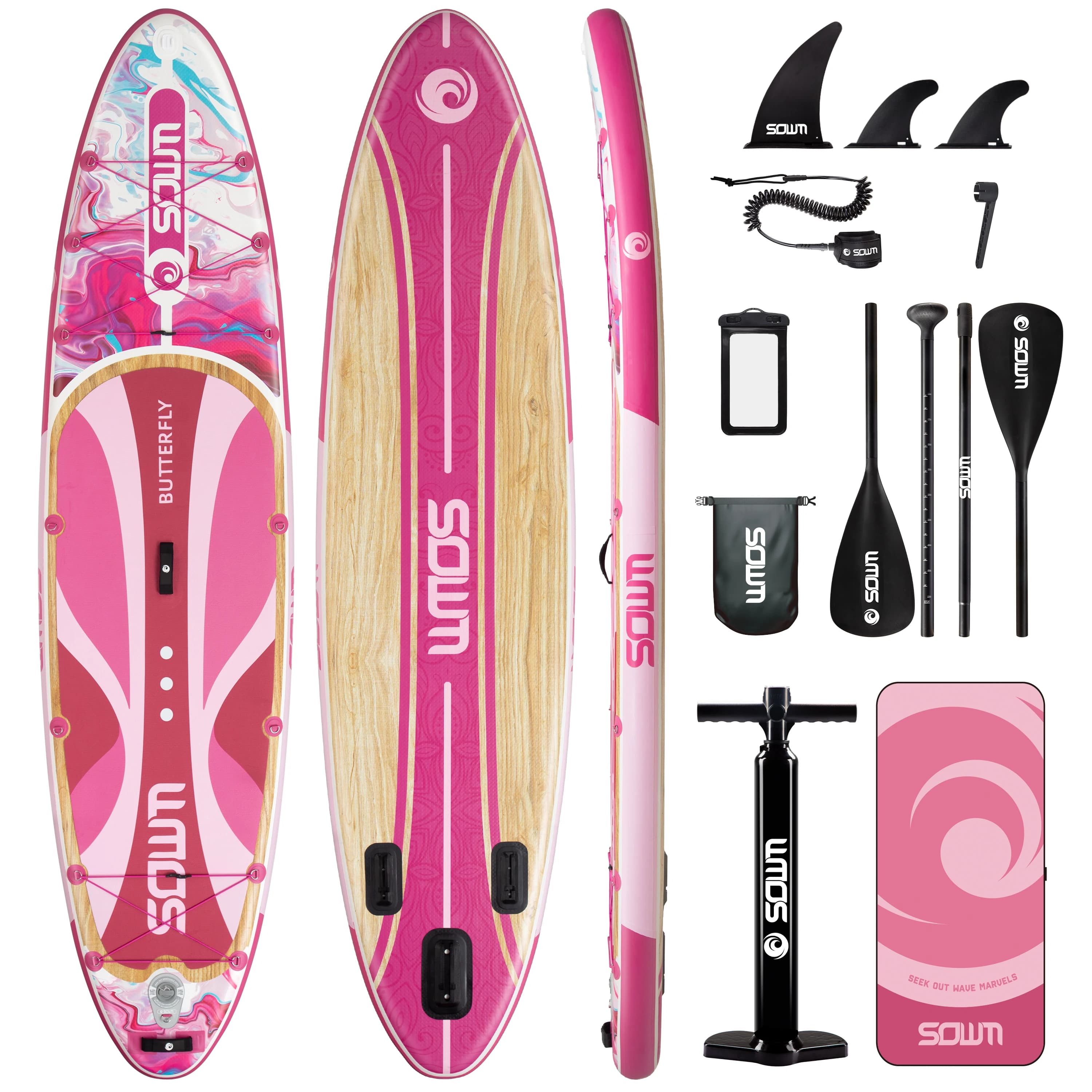 SOWM SUB Tavola da Paddle Gonfiabile Impermeabile 11''x34''x6'' Pesca Yoga Acquatico Stile In Piedi Per Adulti Con Accessori SUP сапokaрд