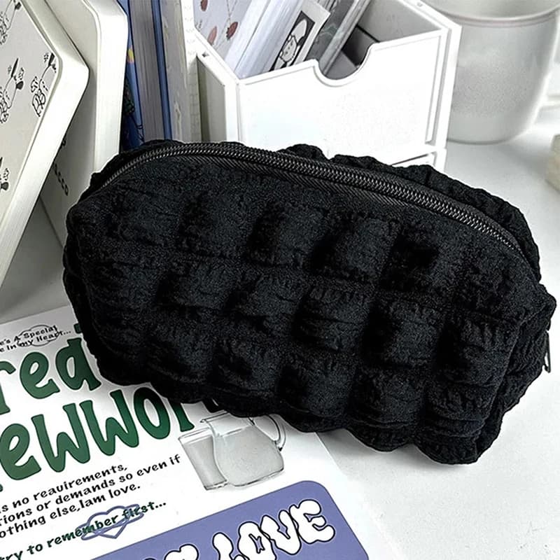 New 1 Piece Cosmetic Bag, Solid Color Pencil Box, Pillow Shape Bag, Big Capacity Bag for Girls, School Stationery Box
