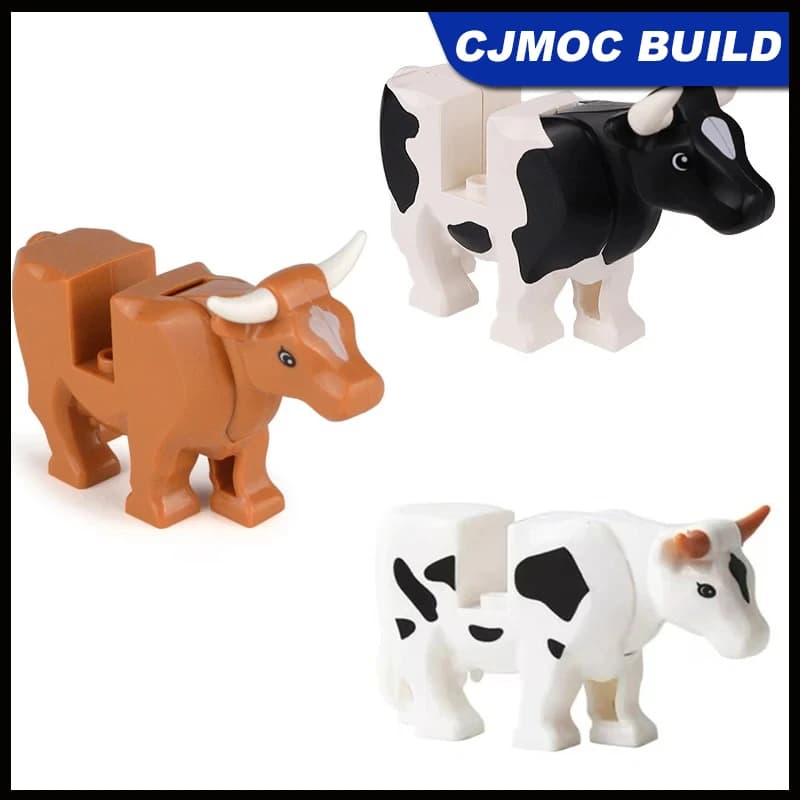 Nuove Mucche Animali MOC 64452 Parti Bovini Building Blocks Fattoria Ranch Scena Assemblaggio Mattoni Giocattoli per il Collettore