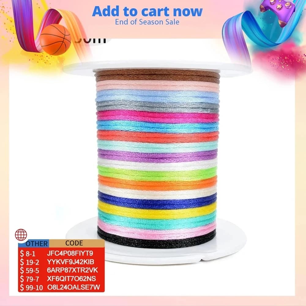 LOFCA 50m Cavo di Nylon Per Massaggiagengive Del Pendente Della Collana Fare Raso Fili Dd Lacci Ciuccio Catena Clip Stringa Accessorio Del Bambino Dentizione Giocattolo FAI DA TE