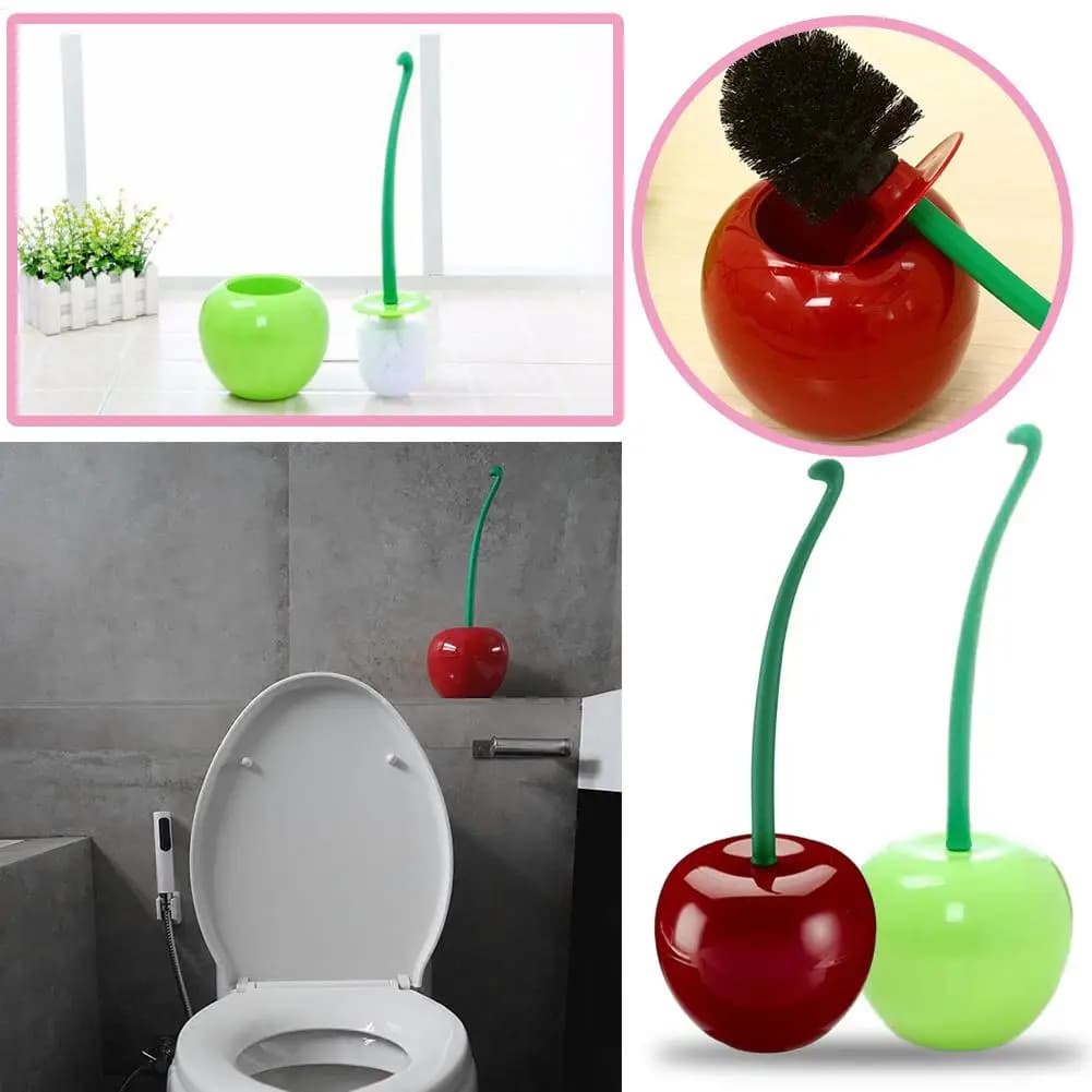 Set scopino e supporto per WC in ciliegio con manico lungo Set per la pulizia del bagno con depuratore per la pulizia profonda della toilette