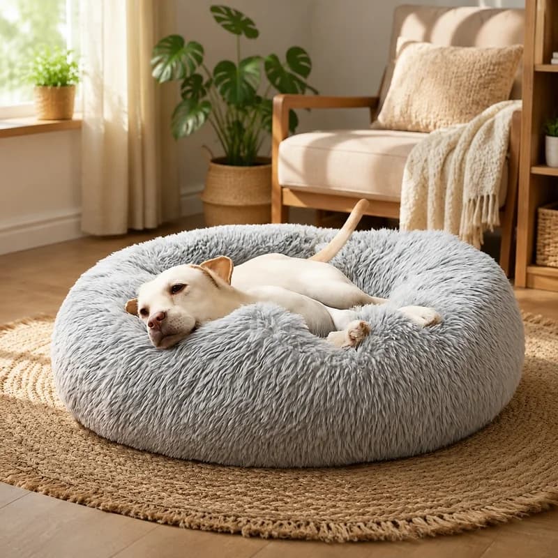 Cozy Round Pet Sofa Bed, Washable Warm Basket for Small to Large Cats and Dogs, Soft Plush Design for Winter Comfort