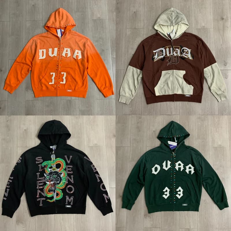 European American Trend DUAA Hoodie Autumn Winter New Style Hooded Sweatshirt Patchwork Rhinestone Embroidery Duaa Pullover