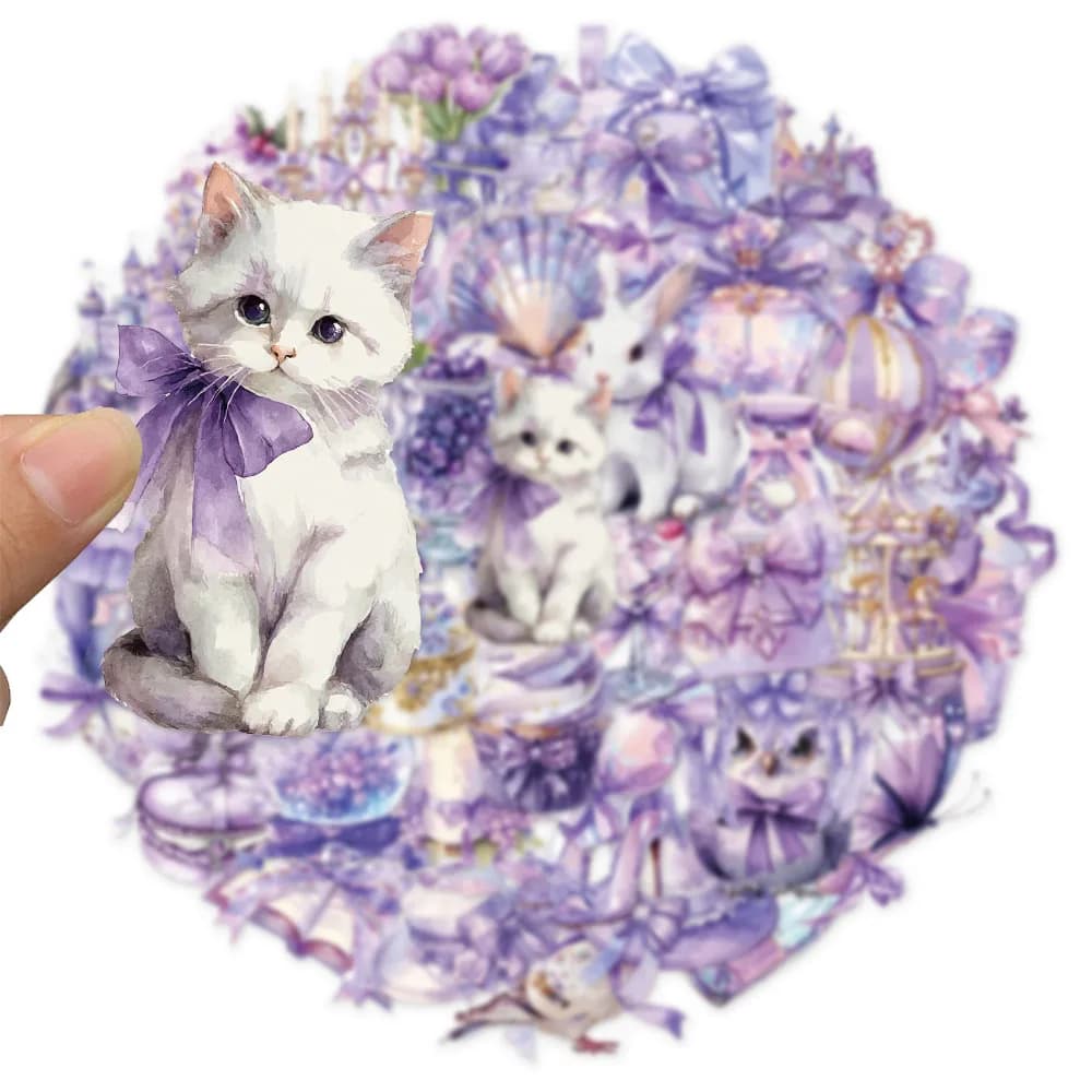 Set di adesivi PET trasparenti creativi da sogno viola da 50 pezzi, adesivi giocattolo per tablet, decorazione brochure fai da te