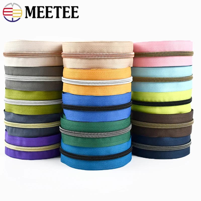 Meetee 5 da 2-10 metri # Borse con nastro in nylon con cerniera Cerniere per chiusura del cappotto al metro Kit di riparazione per cerniere per bagagli Accessori per cucire indumenti fai-da-te