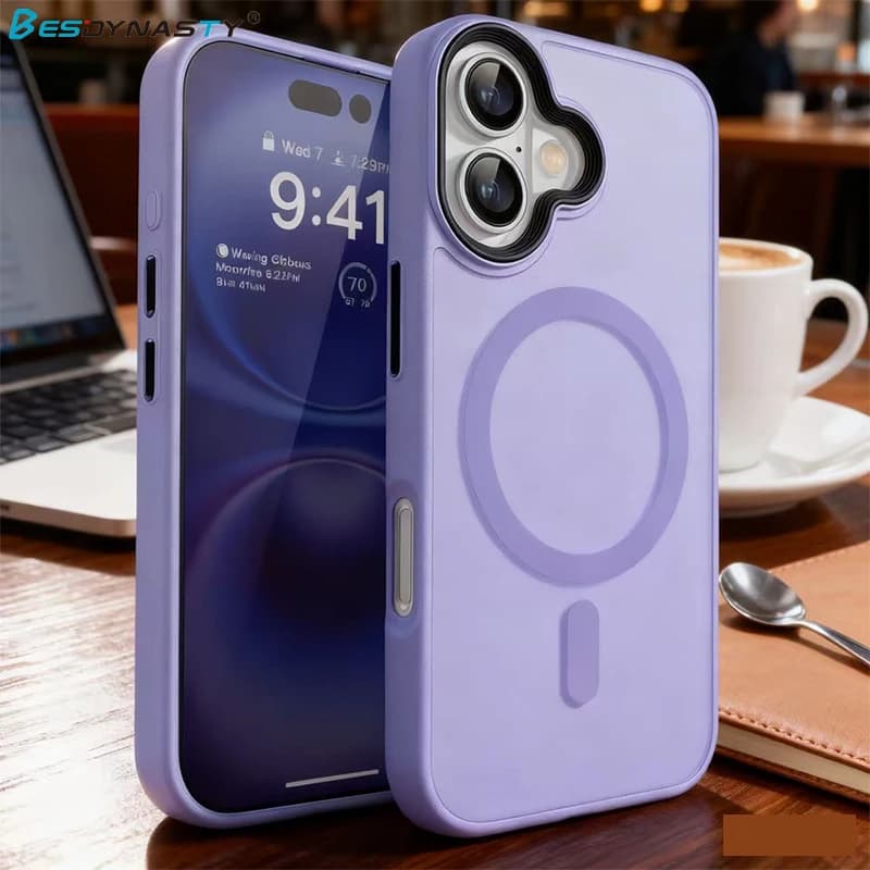 Custodia antiurto con armatura magnetica di lusso Magsafe per iPhone 17 Air 16 15 14 13 12 11 Pro Max Cover rigida ibrida trasparente opaca