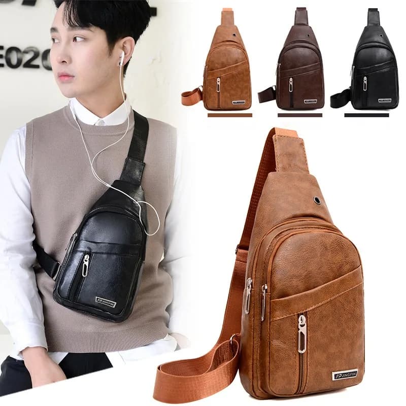 Nuova borsa da petto in pelle PU borsa da viaggio da uomo borsa a tracolla da lavoro nera borsa a tracolla casual borsa a tracolla da uomo
