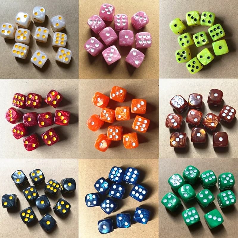 10 Pz/set Angolo Rotondo Perla Gemma Dadi 6 Lati 16mm Dadi Da Tavolo Da Gioco Da Tavolo Bar Giochi Festa Strumenti Divertenti Intrattenimento Forniture