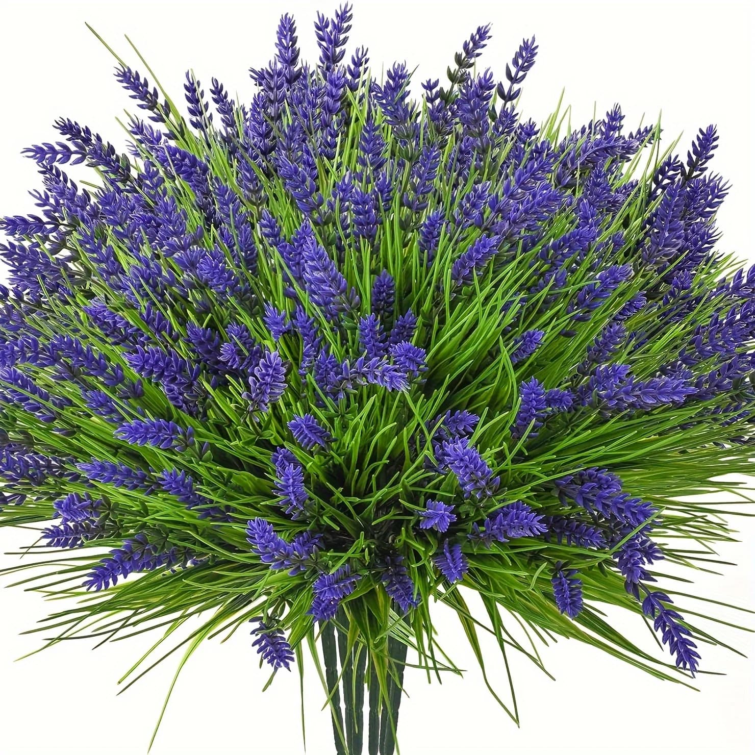 Artificial Plants Outdoor Fake Monkey Grass With Lavender Flowers, UV Resistant Fake Flowers Greenery Shrubs Plants Decoration