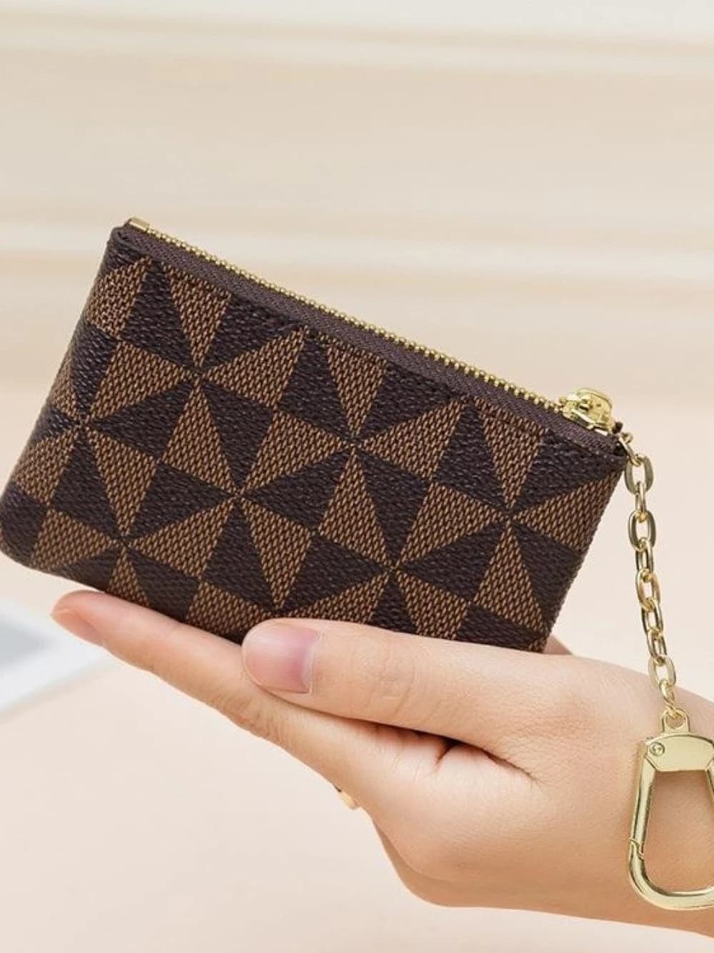Portamonete di nuovo stile, piccola borsa sospesa decorata in metallo, portachiavi, semplice mini portacarte stampato