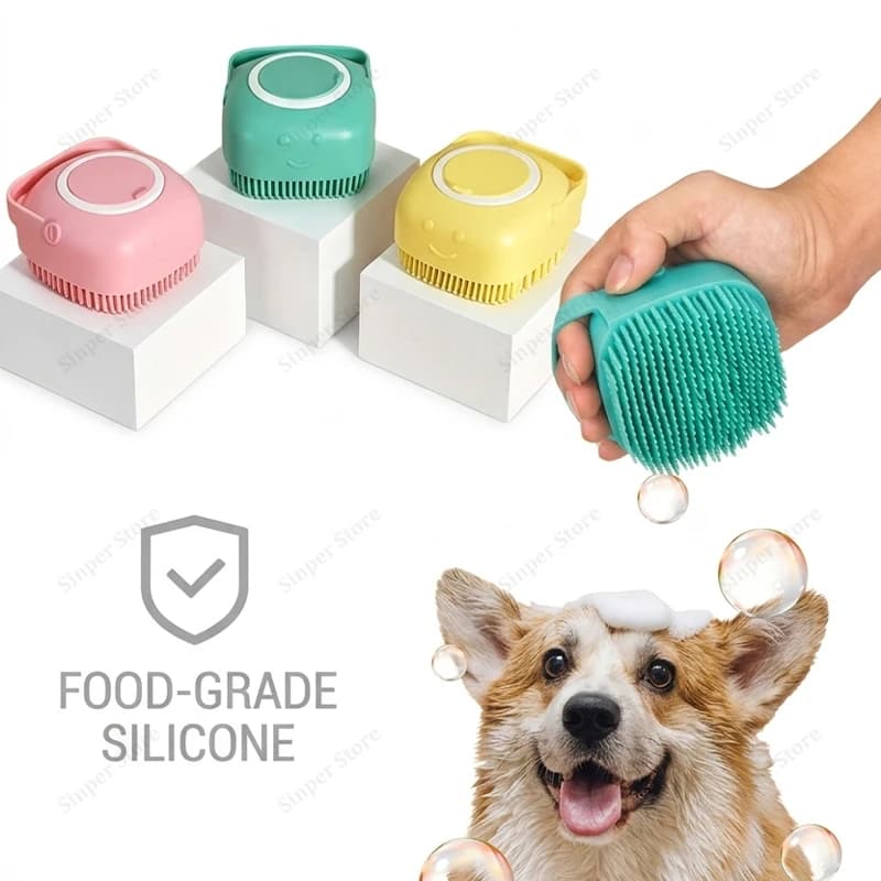 Nuova Spazzola Massaggiante per Bagno in Silicone, Guanto Massaggiante per Cani e Gatti, Spazzola Multifunzionale per Shampoo, Accessori per la Toelettatura degli Animali Domestici