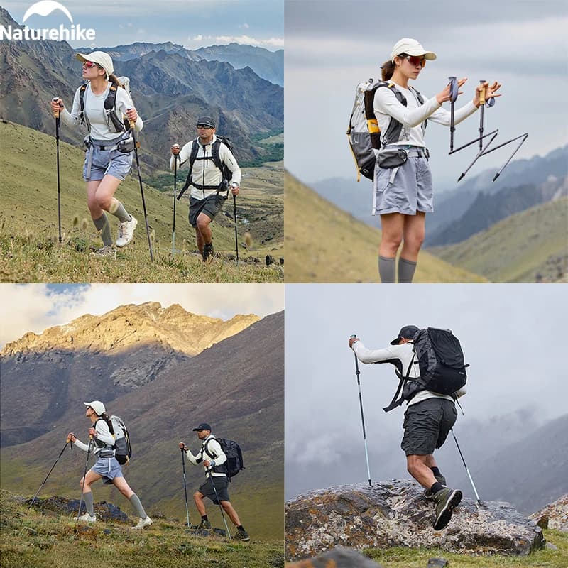 Naturehike 2025 Light Trail 5-EXT Foldable five-section carbon fiber trek pole multi-scene support for portable storage