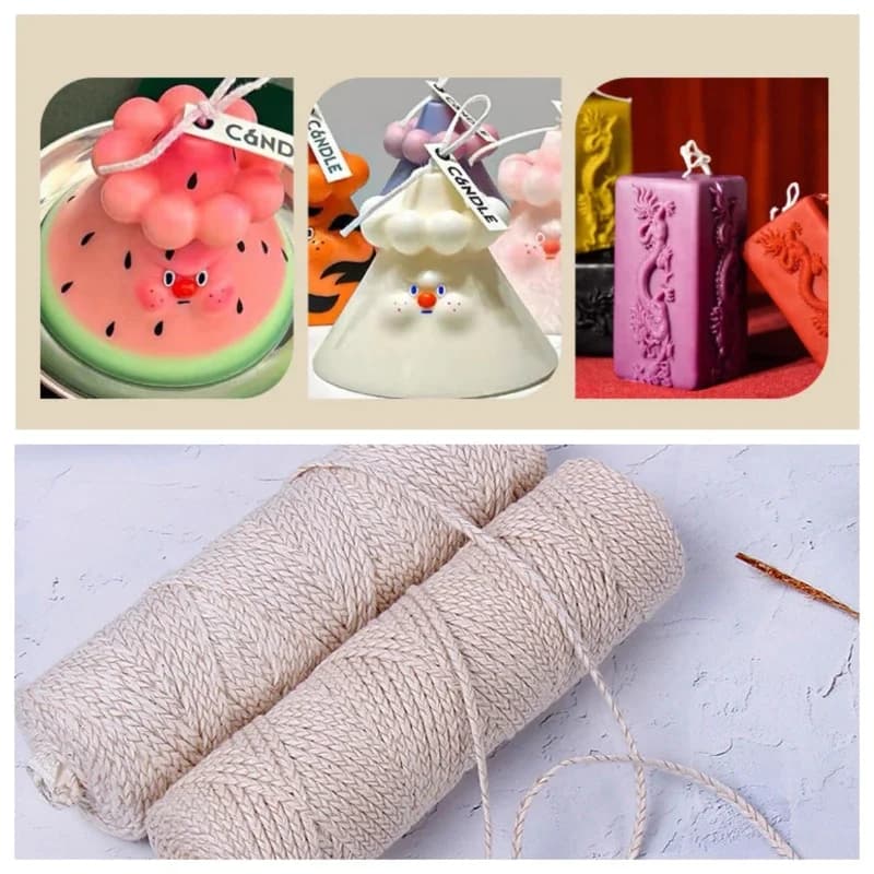 15-60 fili 70-150m di lunghezza candela aromatica fai da te senza fumo stoppino carta di cotone stoppino filo di candela materiale per la produzione di cera di soia