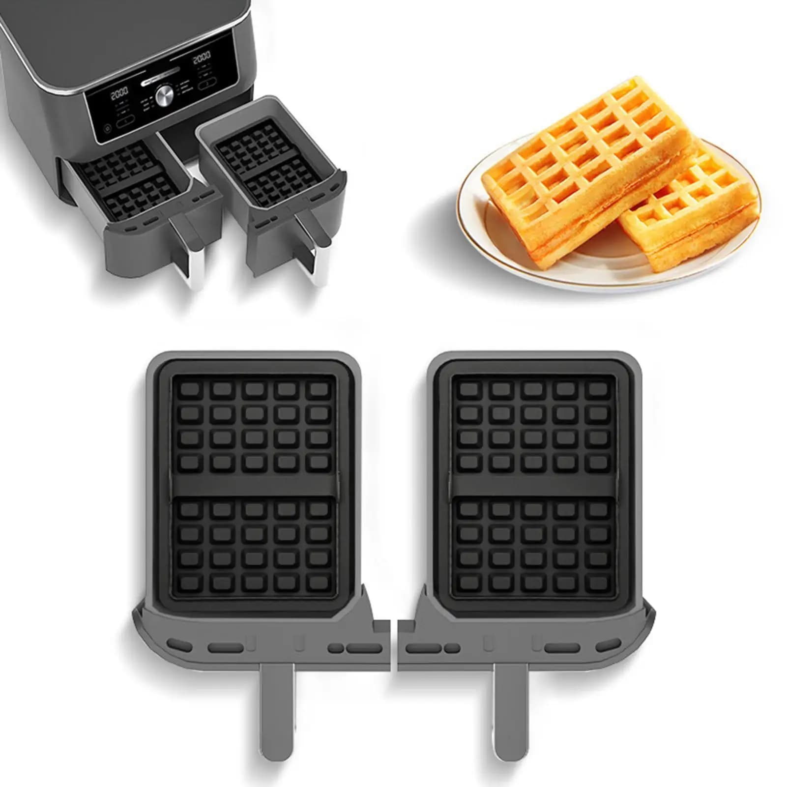 Stampo per waffle in silicone antiaderente, teglia per waffle per friggitrice ad aria, per torte, biscotti, dessert, pancake, snack