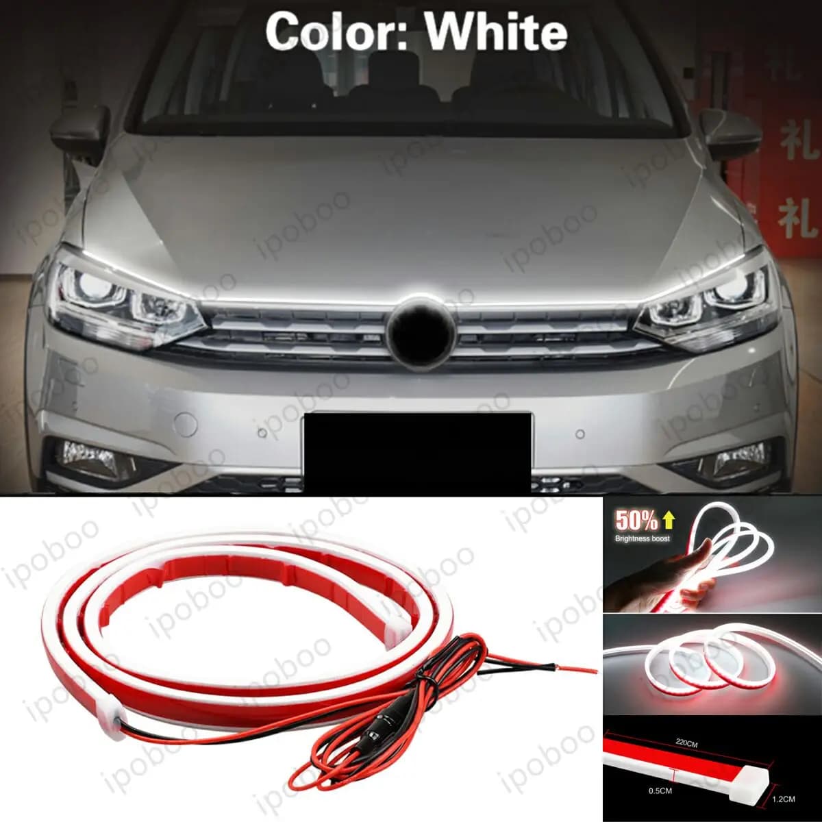 86 "LED Cofano Luce di Striscia Per VW Touran 2004-2021 Flessibile Dinamico Scan Start Up Hoodbeam Kit Copertura Del Motore Decorazione luce
