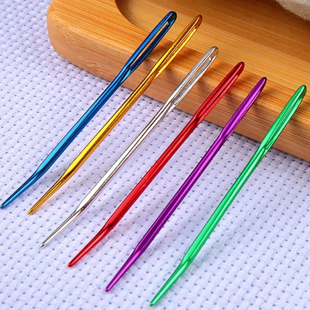 Crochet Hooks Bent Tip Big Eye Bent Needle Aluminum Multisize Crochet Needles Yarn Weave Tool Scarf