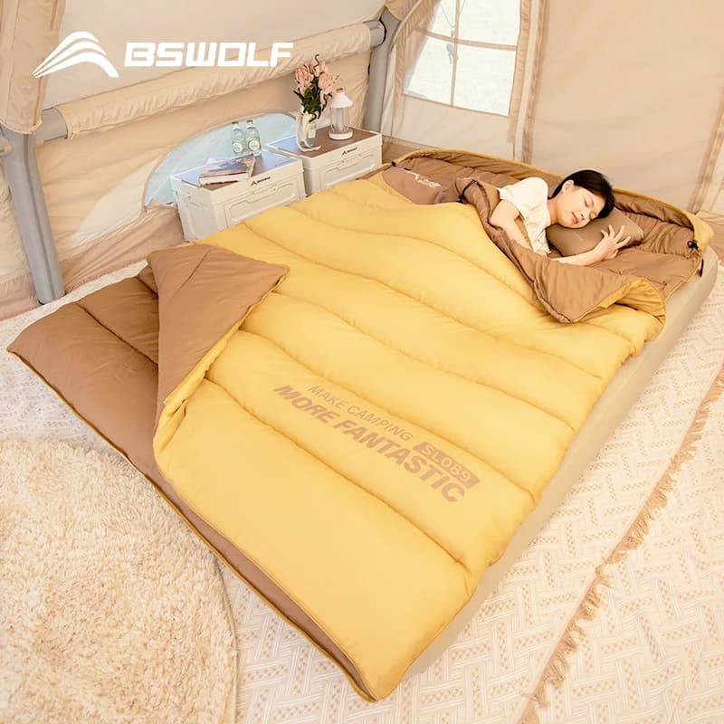 BSWOLF Camping sleeping bag for 2 persons Portable winter sleeping bag four seasons for outdoor camping trips