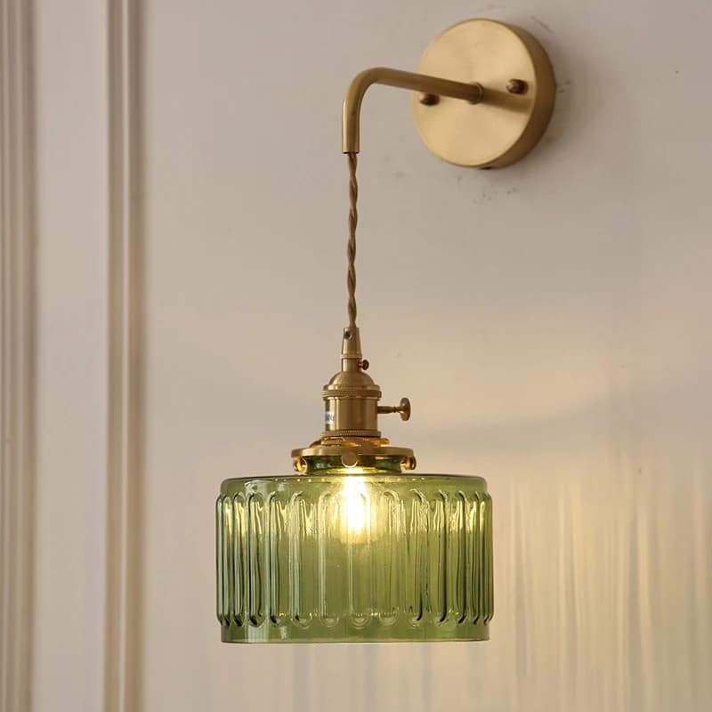 Lampadario in vetro regolabile vintage eleganza con filo regolabile Lampade da parete a LED minimaliste con presa in ottone per la decorazione domestica