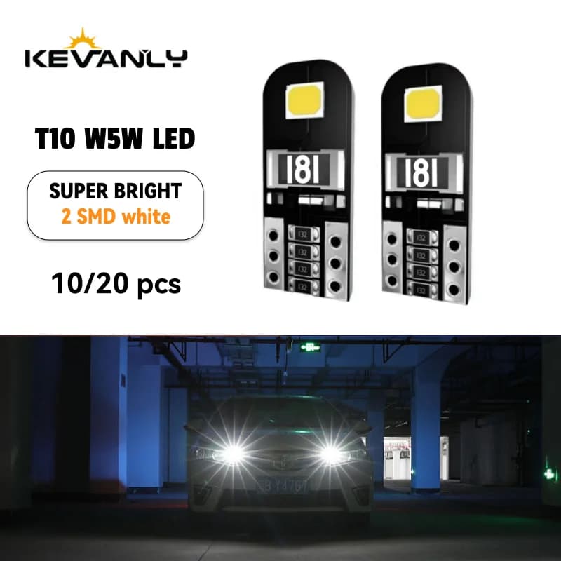 10/20x Car LED bulb T10 W5W LED signal light Canbus 12V 6000K Automatic Claerance Wedge Side Reverse Lights 2835 2SMD White No error