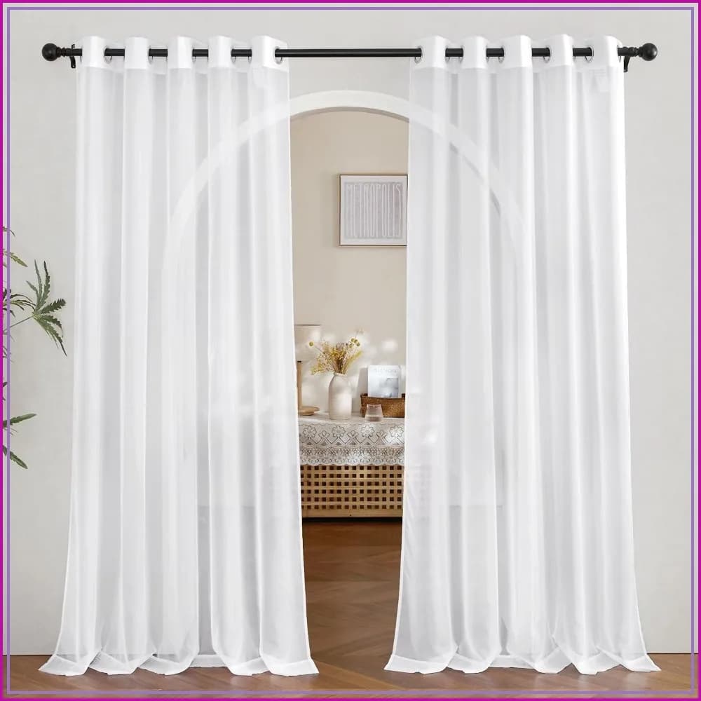Sheer Voile Curtains 84 inch for Sliding Glass Door, Grommet Extra Wide Window Treatment 2 Panels, W66 x L84