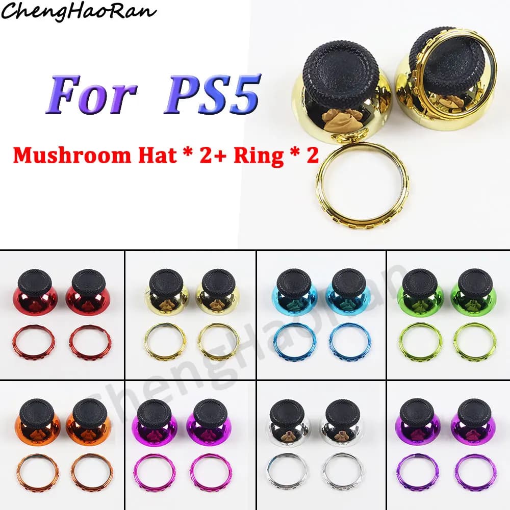 2 pezzi per controller Dualsense 5 PS5 3D analogico tappo a fungo levetta copertura del joystick e anelli di placcatura riparazione parti di ricambio