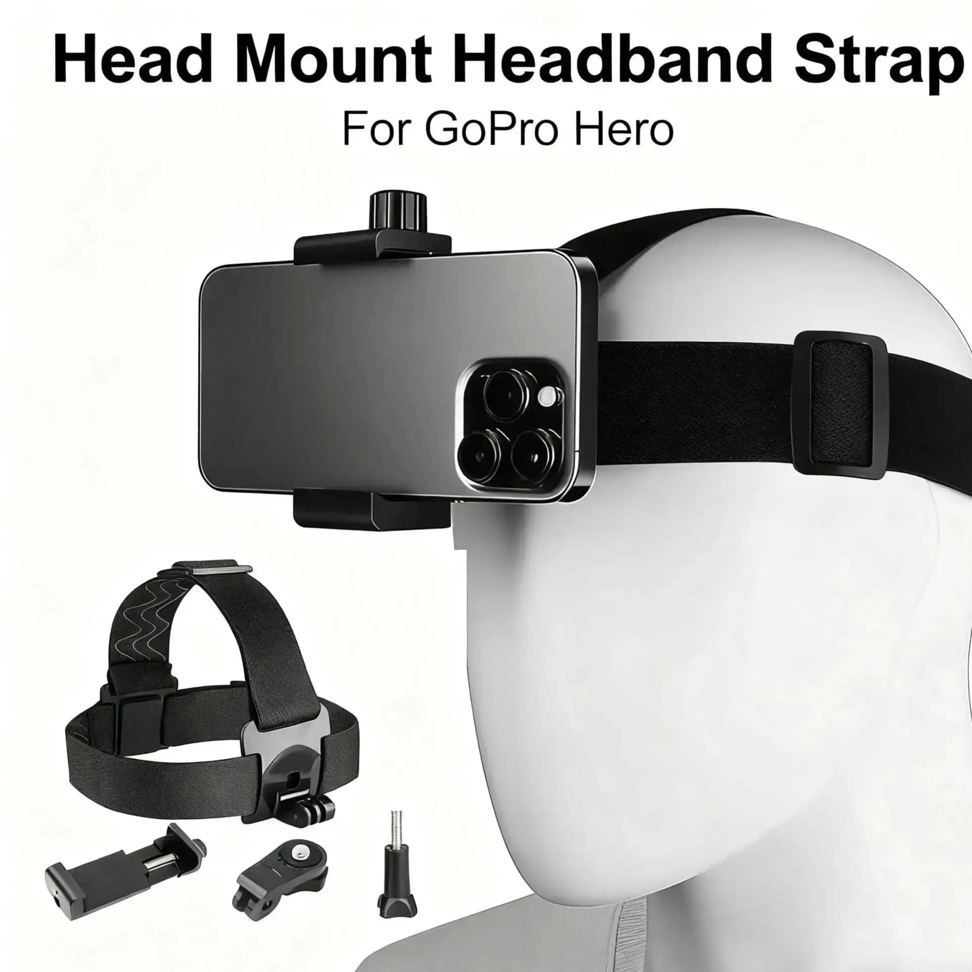 Mobile phone support kit with mounting band on the head for GoPro Hero 13 12 11 10 9 8 7 AKASO SJCAM DJI Action Camera