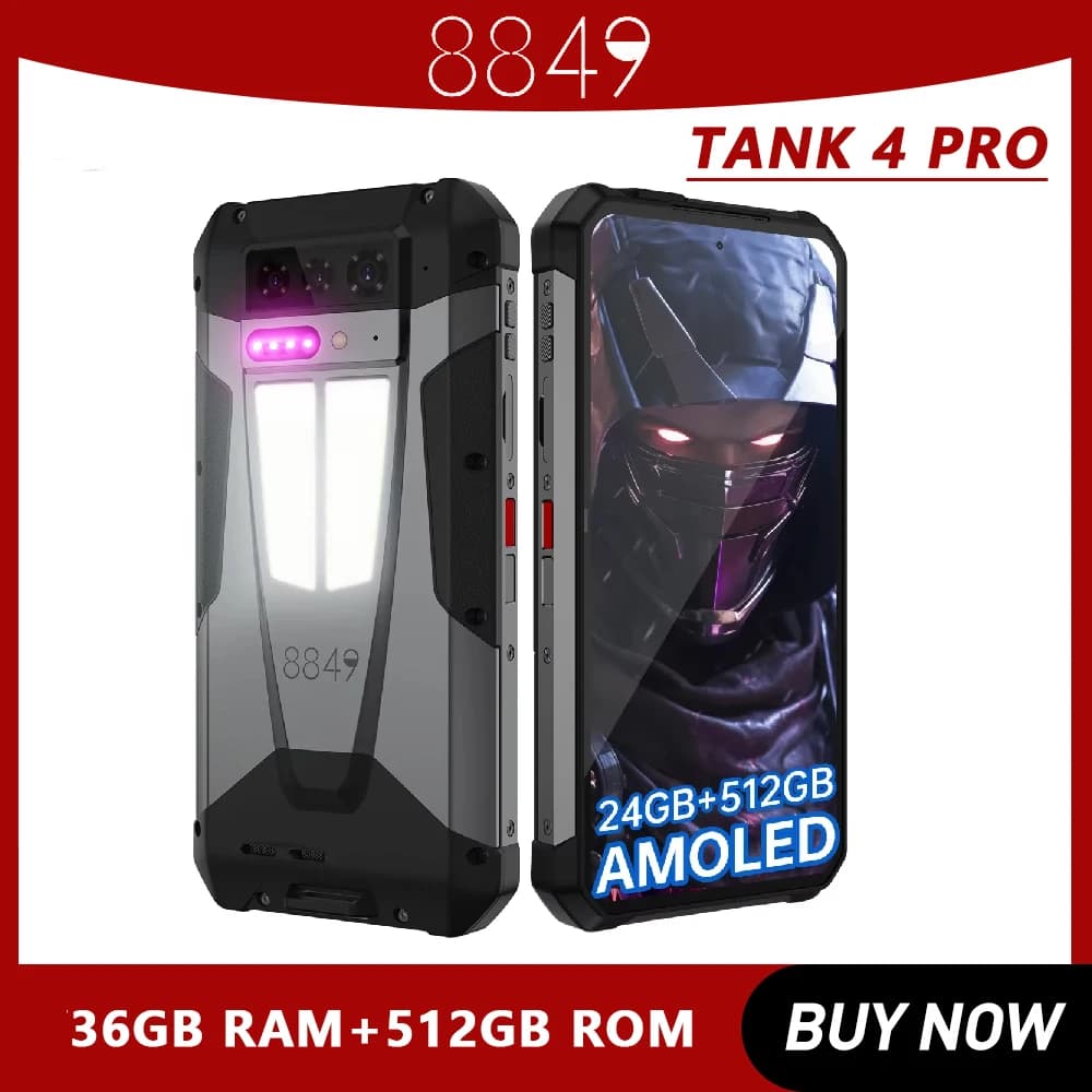 Unihertz 5G Telefono Proiettore 720P integrato IR Blaster Tank 4 11600mAh 24GB 512GB 6.78" Dimensity 7300 IP68/IP69K Telefoni NFC