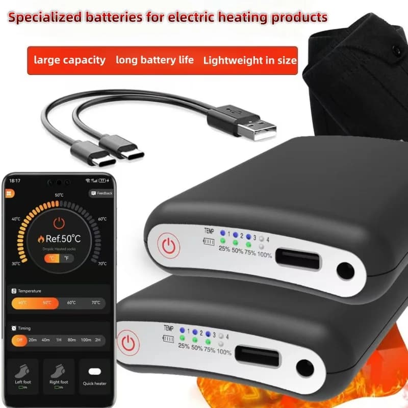 5v/5000mah Calzini riscaldati Batteria App Telecomando Lipo Batteria Calzini invernali Guanti caldi Ginocchiera Ricaricabile Power Bank