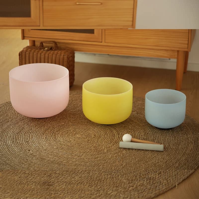 Hye-eun 3pcs 8-12inch GEC Note Crystal Singing Bowl Set,432hz/440hz Sound Bowls Meditation Set for Yoga Healing