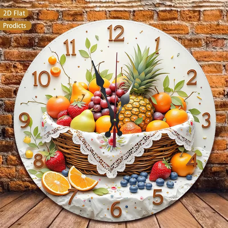 10-Inch Silent Wall Clock with a Colorful Fruit Design, And a 12-Inch Version That Is Also Silent And Non-Ticking, Ideal for The, Bedroom, Office, Or Living Room. Requires 1 AA Battery, Which Is Not Included