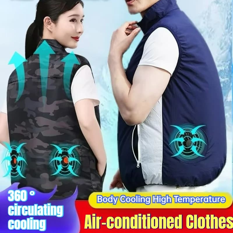 Gilet rinfrescante estivo a maniche corte con USB e ventola a 2 fori, T-shirt anti-sole per uomo, protezione solare, abbigliamento da lavoro per esterni