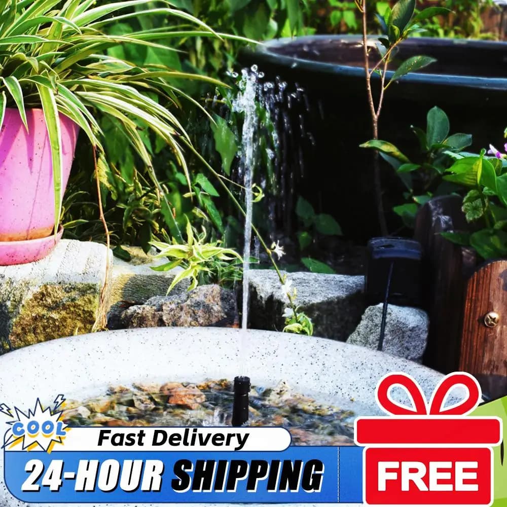 Fontana da Giardino 5W 5V con Pannello Solare e Pompa d'Acqua, Sistema di Irrigazione a Risparmio Energetico per Acquario