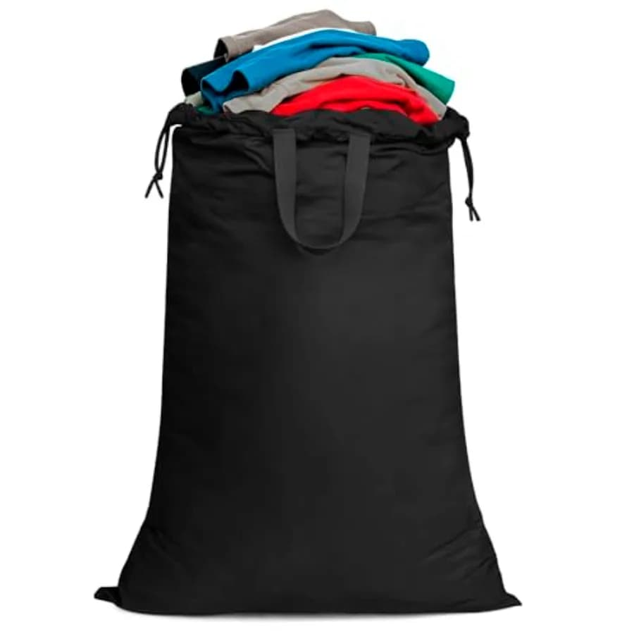 Drawstring Laundry Bag 24"x36" with Handles for travel Reinforced stitching holds 40lbs, machine washable, lightweight foldable