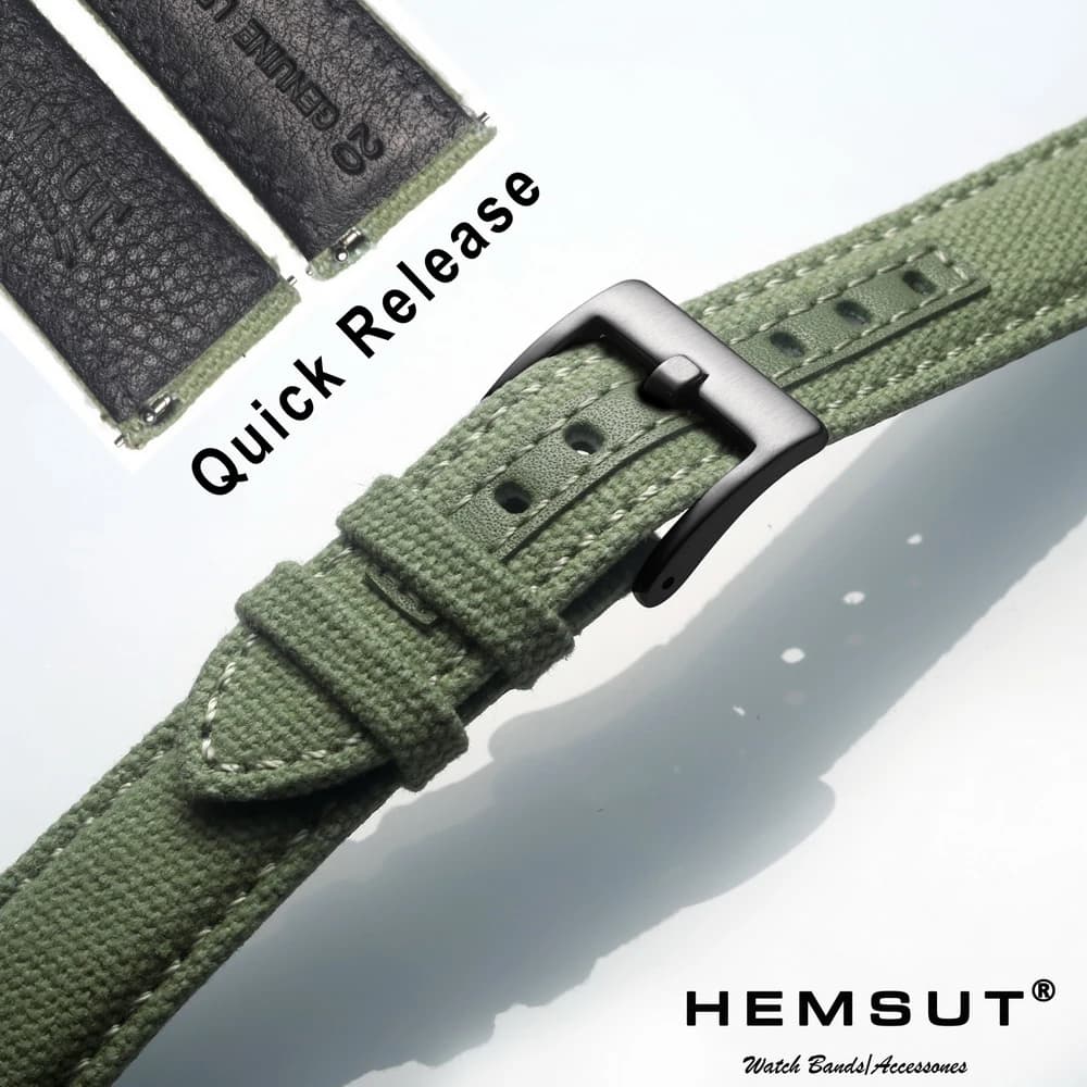 HEMSUT Canvas Watch Bands Quick Release 20mm 22mm Premium Material Nylon Wrist Straps For Men Women 18mm 24mm