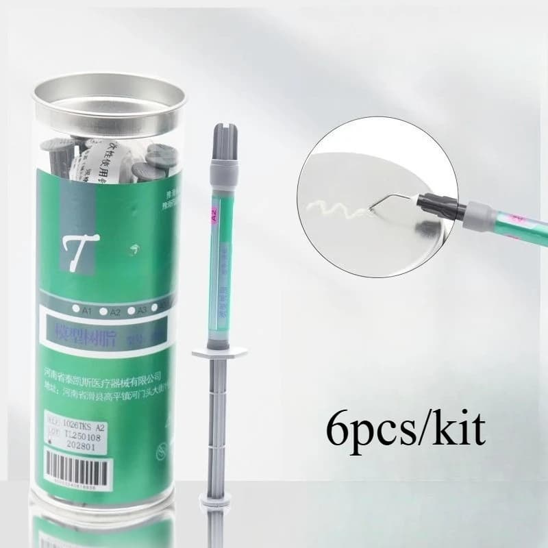 6ps/kit Odontoiatria Resina Fluida Fotopolimerizzazione Riempimento Orale Materiali di Restauro A1 A2 A3 Materiali di Consumo da Laboratorio Modello Strumento in Resina