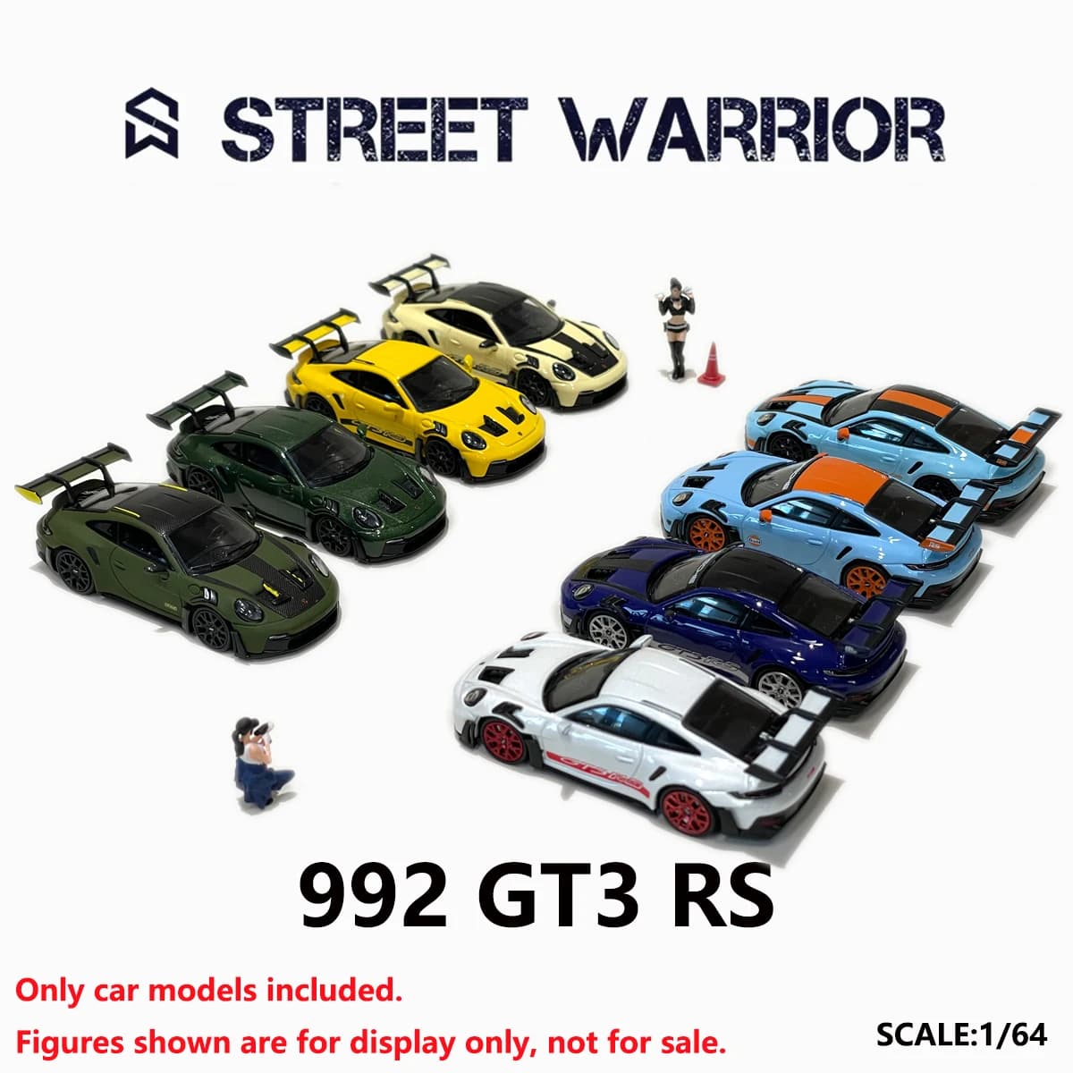 Street Warrior 1:64 992 GT3 RS Light Blue/Orange Diecast Model Car Collection (2 Variants: Gulf & GT3 RS Stripes) In Stock
