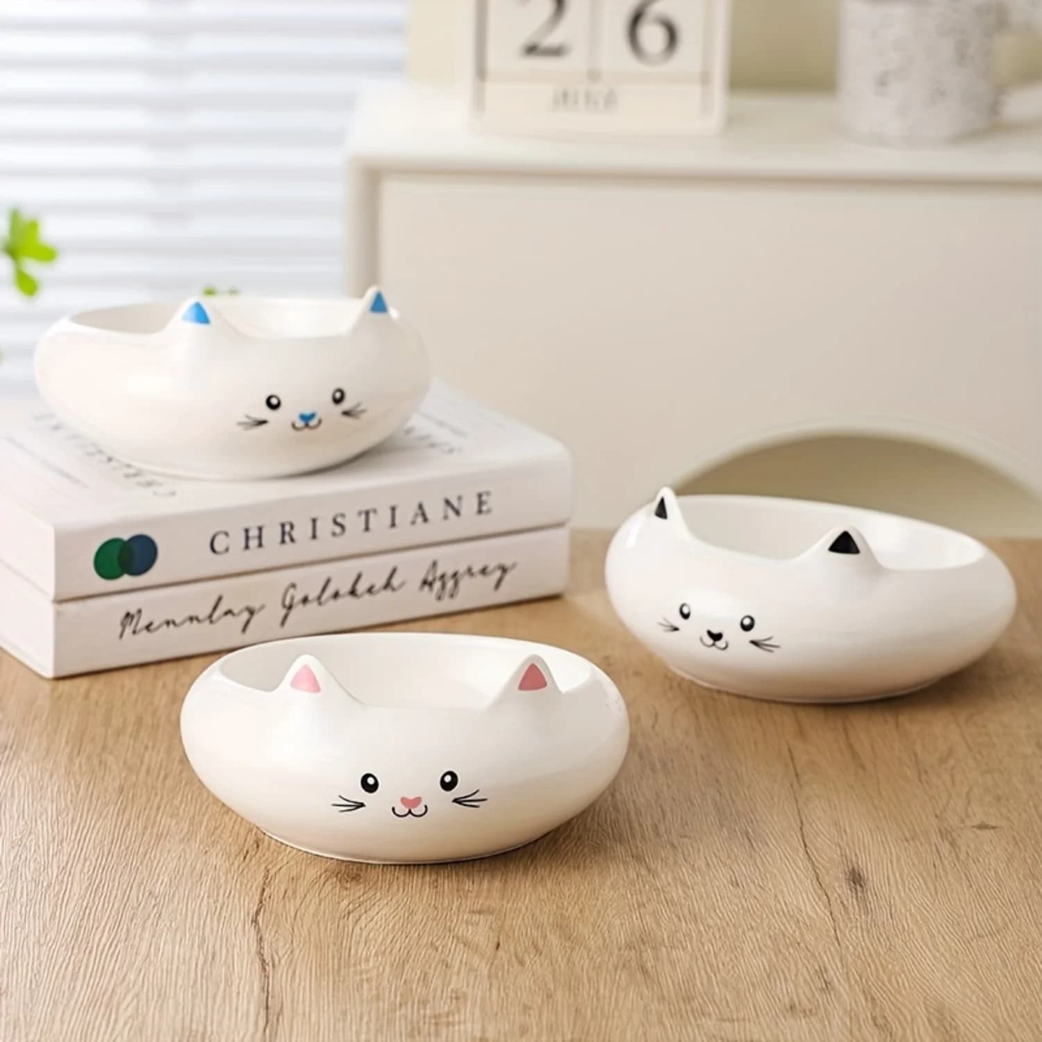 Ciotole per gatti in ceramica elevate con protezione per il collo, doppi piatti antiribaltamento per cani e gatti - Ciotole per cibo e acqua perfette per animali domestici