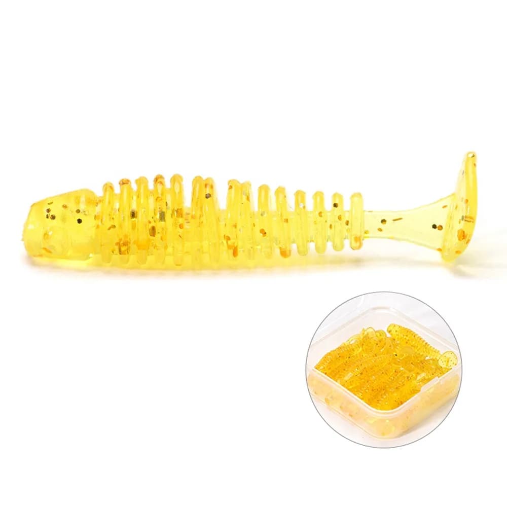 20 pz/scatola 3.5 cm 0.65g Esche Morbide Orizzontale Supercontinente Shad Richiamo di Pesca Galleggiante Grande T Coda Wobblers Seppie Pesca
