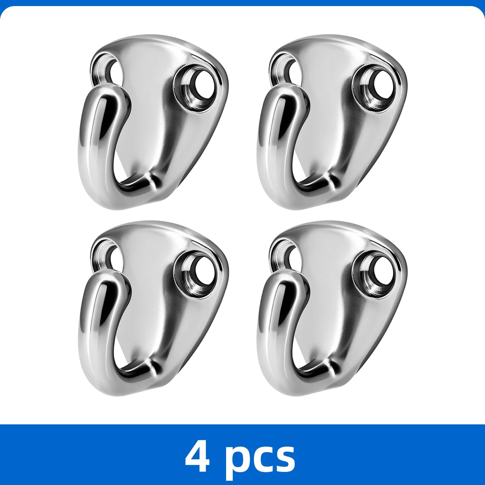 Set di 4 Mini Ganci a Scatto con Corda in Acciaio Inox 316, Ganci per Parabordi, Accessori per Barche, Navi e Yacht