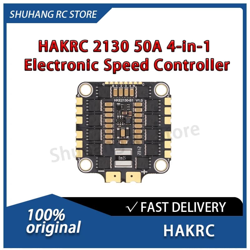 HAKRC 2130 50A 4-in-1 ESC 2S-8S Lipo PWM a basso rumore Resistenza alle alte temperature Dshot150 per droni RC Droni da corsa FPV