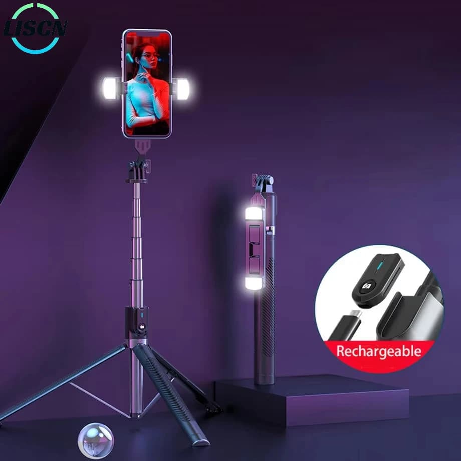 LISCN Selfie Stick Bastone selfie allungabile Treppiede Supporto portatile Bastone selfie con telecomando wireless per IOS Android