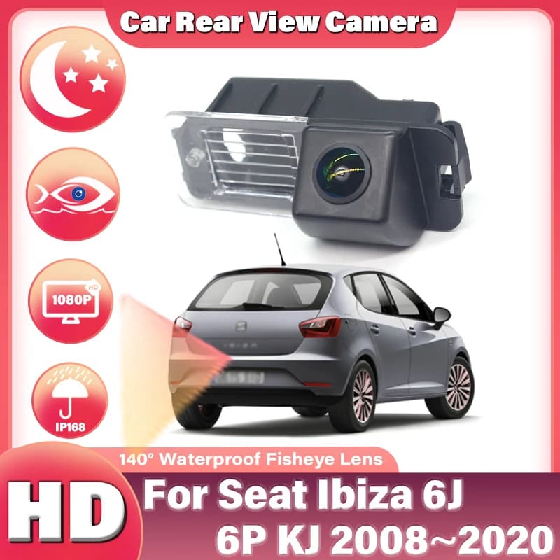 140 ° FishEye Telecamera posteriore per veicolo per Seat Ibiza 6J 6P KJ 2008 ~ 2016 2017 2018 2019 2020 HD Visione notturna 1080P Telecamera retromarcia