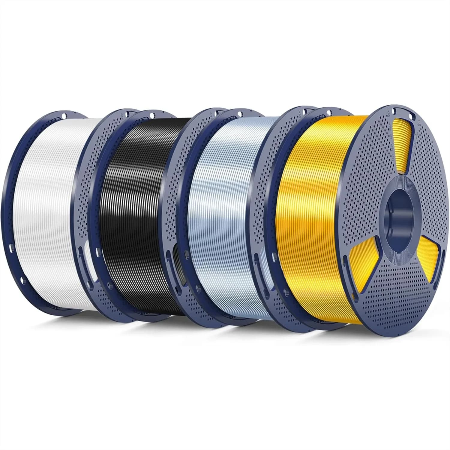 Filamento PLA Seta 1.75mm, Superficie Liscia e Lucida, Facile da Stampare per Stampanti 3D, Precisione Dimensionale +/- 0.02mm, 4 Bobine