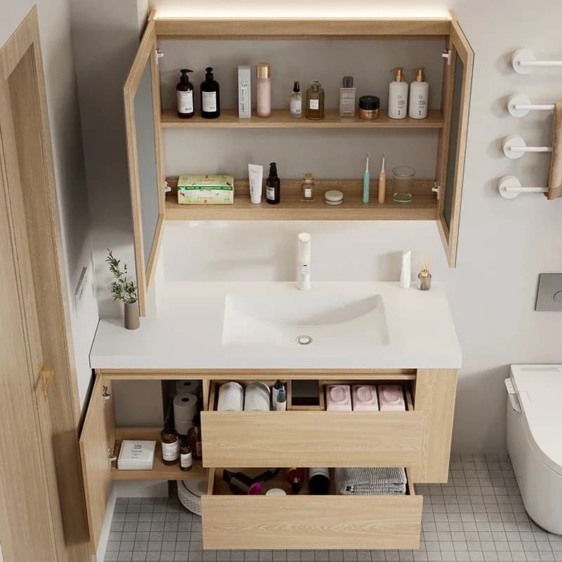 Mobile bagno in legno, lavabo semplice, combinazione intelligente, armadietto bagno, divisori, archivio, mobili per salotto