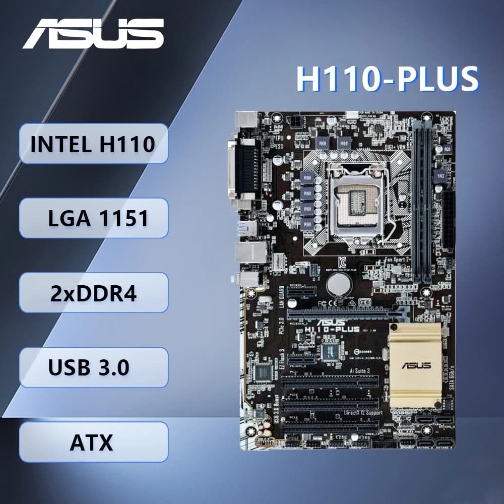 Asus H110-PLUS Motherboard support Core i3-6300 i3-7300 i5-6500 i7-7700 i5-7400 cpu ATX LGA 1151Intel H110 DDR4 32GB